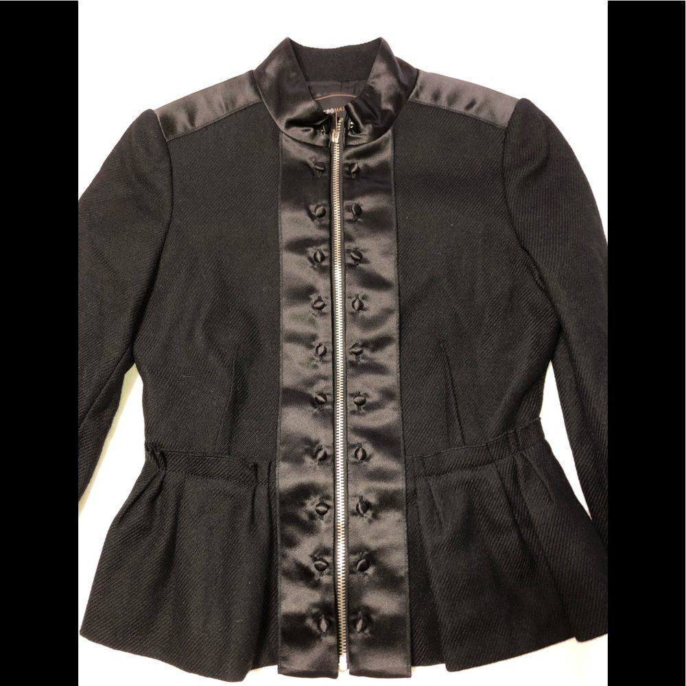 BCBG MAXAZRIA Black Fitted Peplum Jacket, Size XS